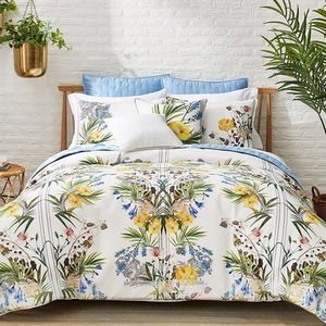 Ted Baker Full/Queen Duvet Cover +2 Pillow Shams Royal Palm Sateen Cover Set